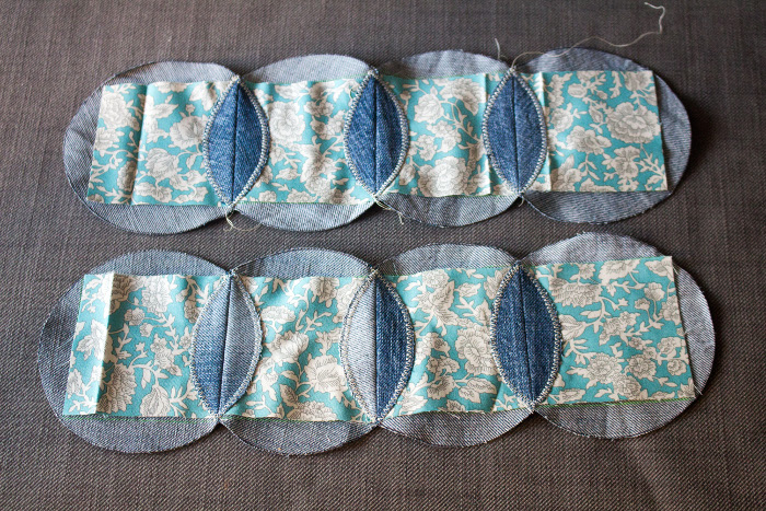 Couture au point de bourdon des arcs de cercle -mug rug pliage japonais parfumdecouture.com
